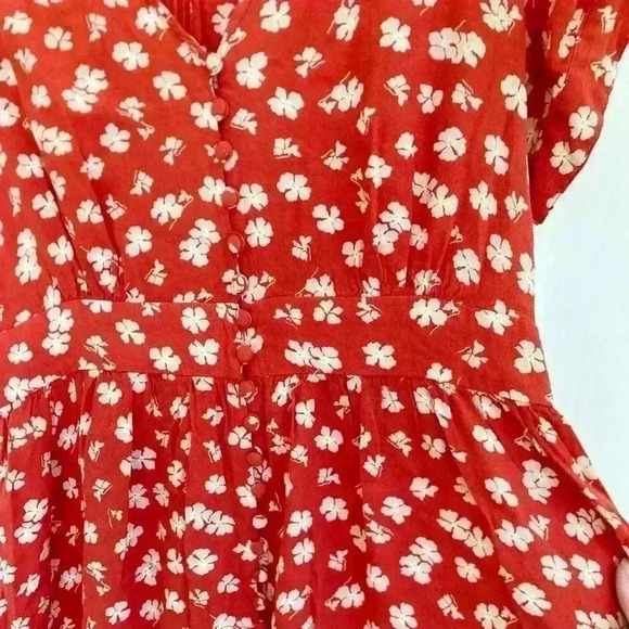 Madewell Button-Front Tie-Sleeve Retro Dress in Happy Hibiscus - Picture 3 of 4